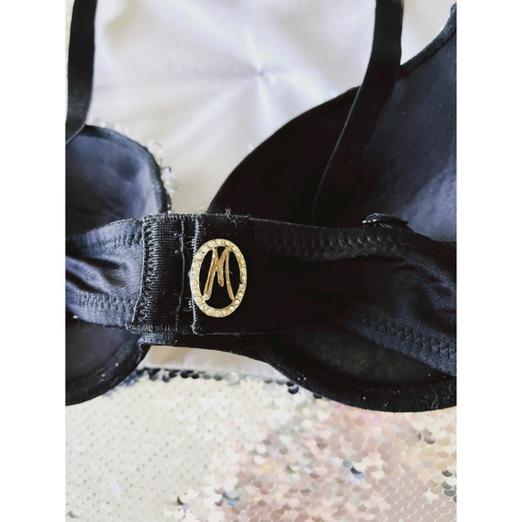 Glamorous MARCIANO Rhinestones Jewels Black Bra 36C 🔥 - Picture 4 of 9